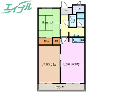 コート西浦(2LDK/7階)の間取り写真