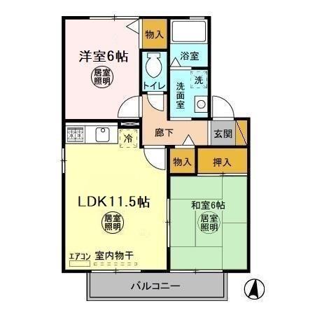 パル・リヴェール(2LDK/2階)の間取り写真