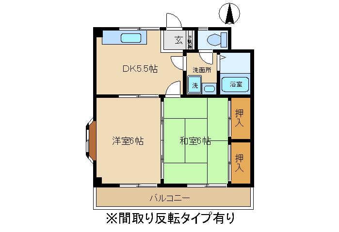 ノースビレッジ(2DK/1階)の間取り写真