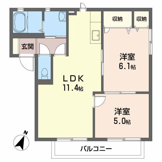 シャーメゾン鈴木(2LDK/1階)の間取り写真