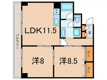 シャンボール洗足池(2LDK/1階)の間取り写真