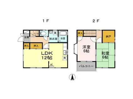 千田戸建て C棟(2SLDK/1階)の間取り写真