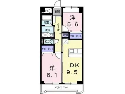 メゾン・アン・ソレイユIII(2DK/3階)の間取り写真