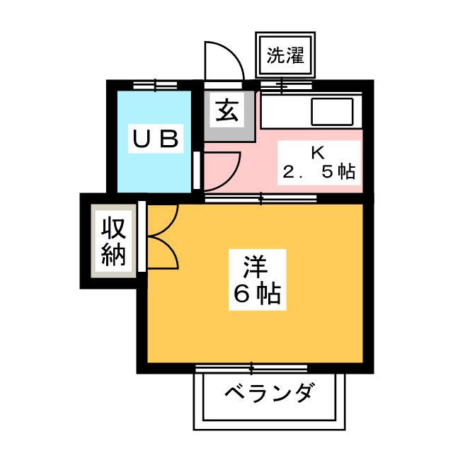 第2湘南ハイツ(1K/2階)の間取り写真