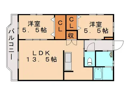 ライフステージ太郎丸(2LDK/1階)の間取り写真