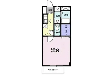 サンフォレストM(1K/1階)の間取り写真