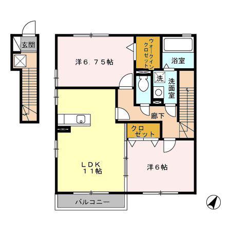 サングリーン A(2LDK/2階)の間取り写真