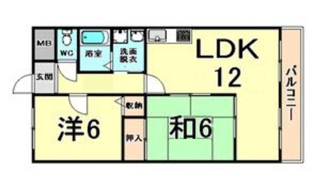 メゾン時友(2LDK/3階)の間取り写真