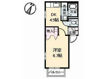 HOMEPORT南風(1DK/2階)の間取り写真