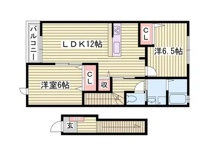 ピエ・デル・モンテII(2LDK/2階)の間取り写真