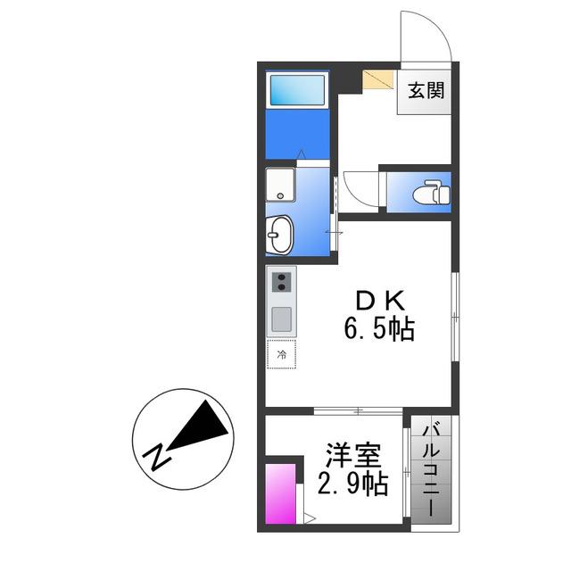 THE HAVEN OSAKA(1DK/3階)の間取り写真
