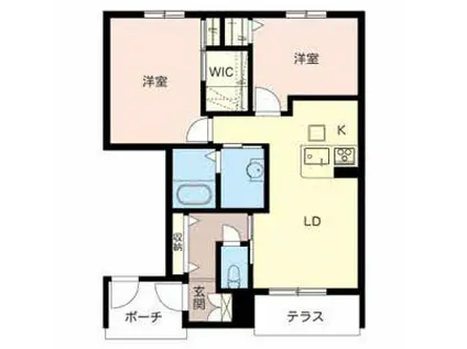 LE BOIS箕面(2LDK/1階)の間取り写真