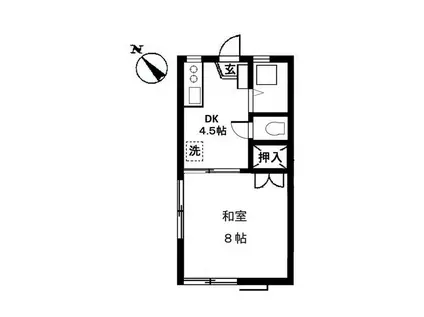 パインハイツ(1DK/2階)の間取り写真