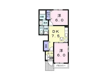 セレノB(2DK/1階)の間取り写真