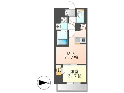 メイクス上前津IV(1DK/2階)の間取り写真