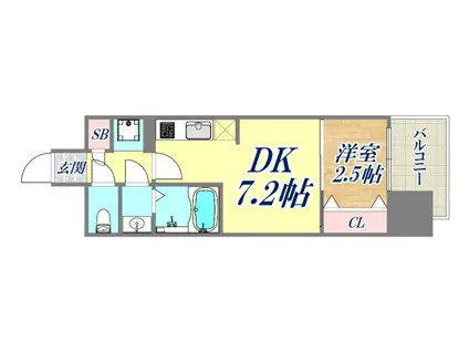 ソルテラス神戸栄町通(1DK/9階)の間取り写真