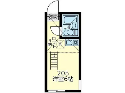 ユナイト蒔田ペンシルベニア(ワンルーム/2階)の間取り写真