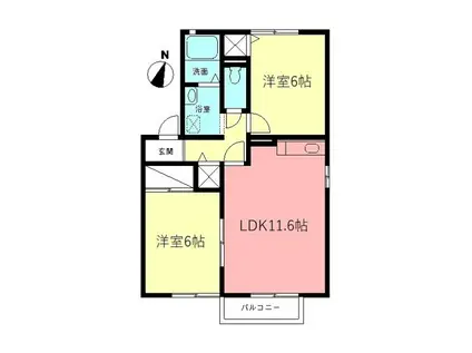 アゼリアC(2LDK/2階)の間取り写真