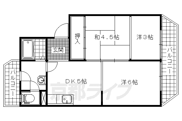 ハイツクローバー(1LDK/4階)の間取り写真