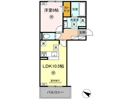 パーチェ御幸(1LDK/2階)の間取り写真