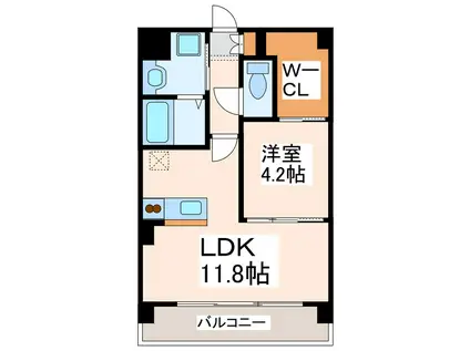 CALMA水前寺(1LDK/5階)の間取り写真