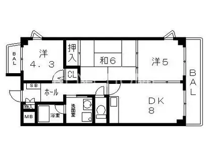 ブランシェ高安(3DK/1階)の間取り写真