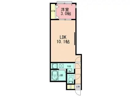 クレスト井土ヶ谷(1LDK/1階)の間取り写真