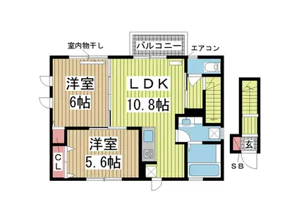 憩ハウス(2LDK/2階)の間取り写真