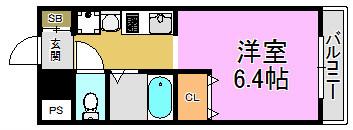 リバーランド堺東(1K/3階)の間取り写真
