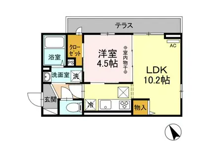 エメ ドゥーズ(1LDK/1階)の間取り写真