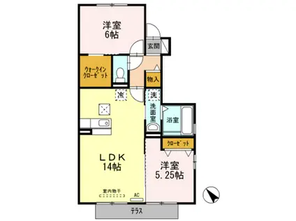 クレール今泉 B(2LDK/1階)の間取り写真