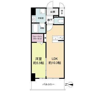 ストーリア茨木(1LDK/6階)の間取り写真