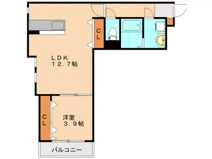 GLITTER野芥(1LDK/1階)の間取り写真