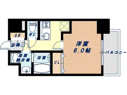 エスリード難波ザ・メゾン(1K/10階)の間取り写真