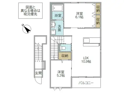 PAPILLON 潤(2LDK/2階)の間取り写真