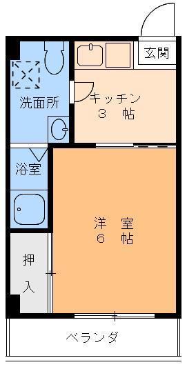 花繁ビル(1K/4階)の間取り写真