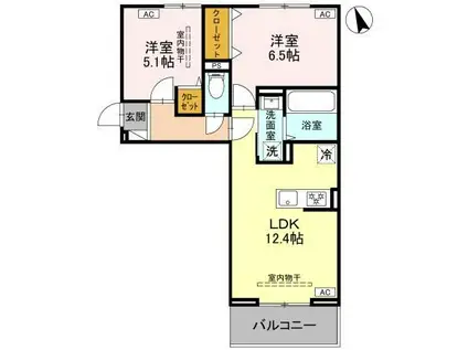 D-ROOM浜尻町PJ(2LDK/1階)の間取り写真