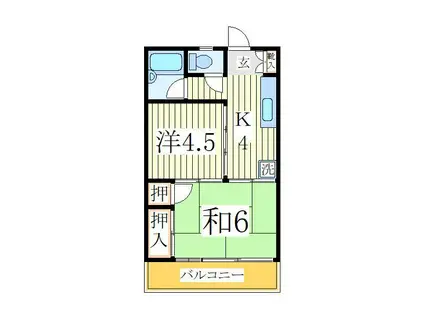 ローズビクトリー(2K/2階)の間取り写真