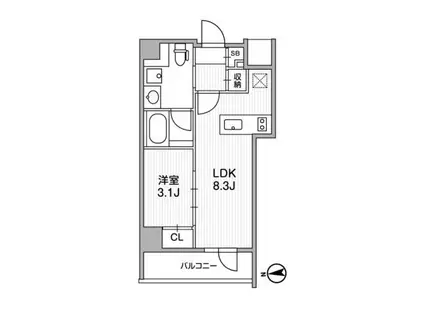 LIGHTHOUSE中馬込(1LDK/6階)の間取り写真