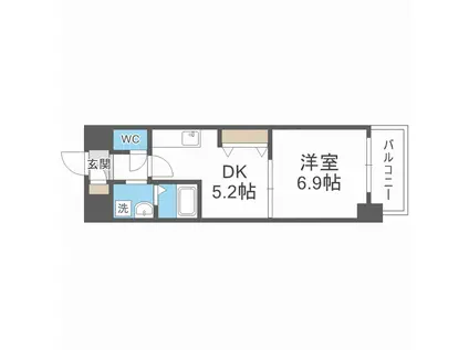 フロンティアタワー九条II(1DK/6階)の間取り写真