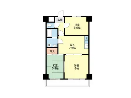 エレナ和歌浦(3DK/3階)の間取り写真