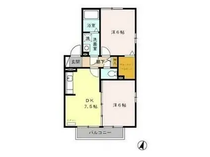 近鉄名古屋線 伏屋駅 徒歩8分 2階建 築19年(2DK/2階)の間取り写真