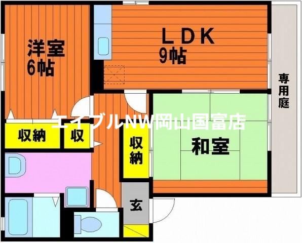 シャルマンサンノコリB(2LDK/1階)の間取り写真