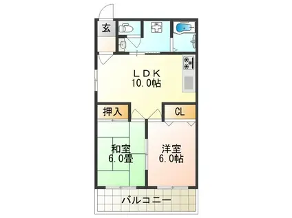 メゾン・リリス(2LDK/2階)の間取り写真