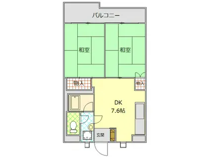 新橋マンション(2DK/2階)の間取り写真