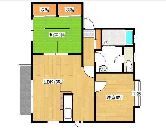 ディアス中山新町(2LDK/2階)の間取り写真
