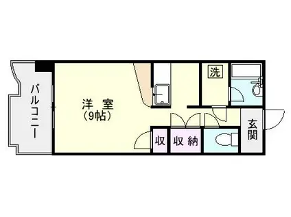 鹿児島市電谷山線 武之橋駅 徒歩7分 6階建 築37年(ワンルーム/3階)の間取り写真