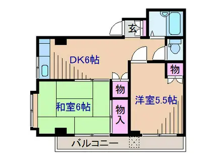 大倉山リバーサイドマンション(2DK/3階)の間取り写真