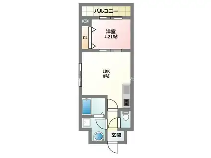 ラルゴ初町(1LDK/3階)の間取り写真