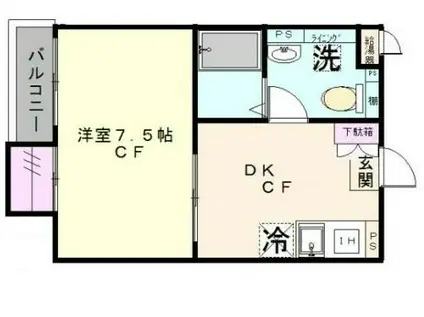 ガーデンコート小茂根(1DK/1階)の間取り写真